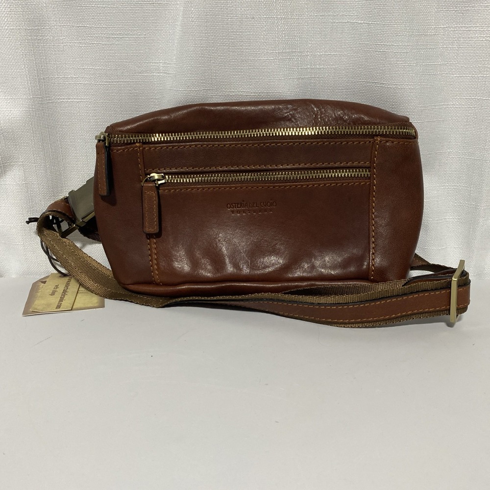 Osteria Del Cuoio Volterra Leather Waist Pack Brown Made in Italy Small Bag